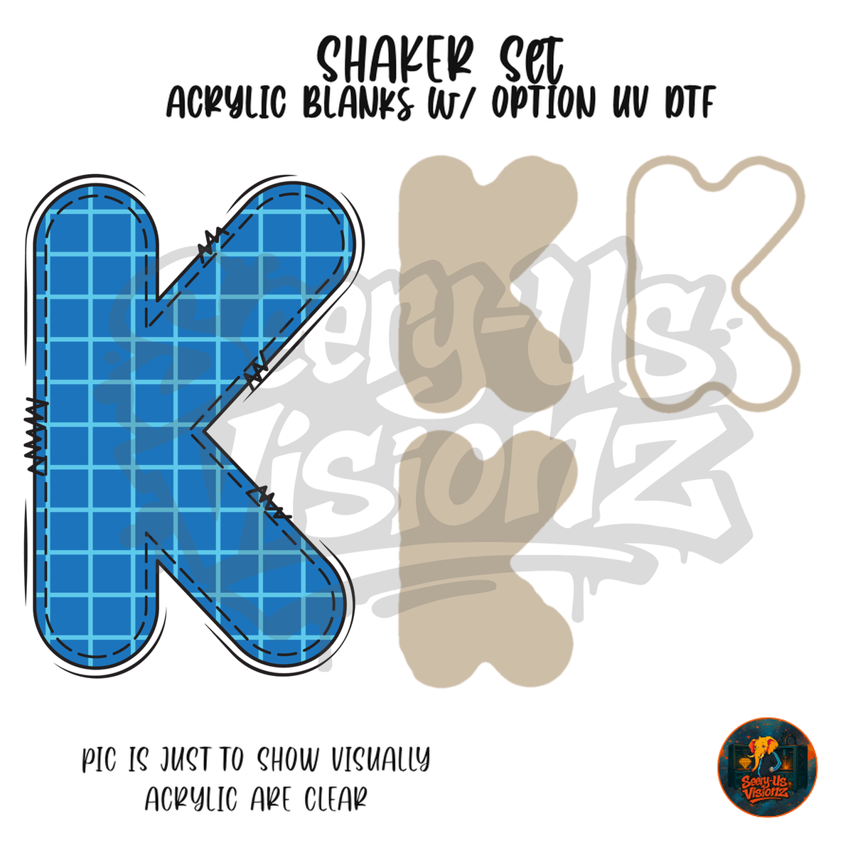 Letter K Blue Graph Paper shaker set acrylic blanks