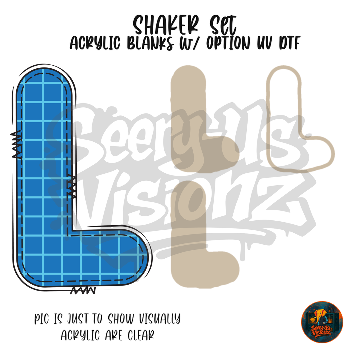 Letter L Blue Graph Paper shaker set acrylic blanks