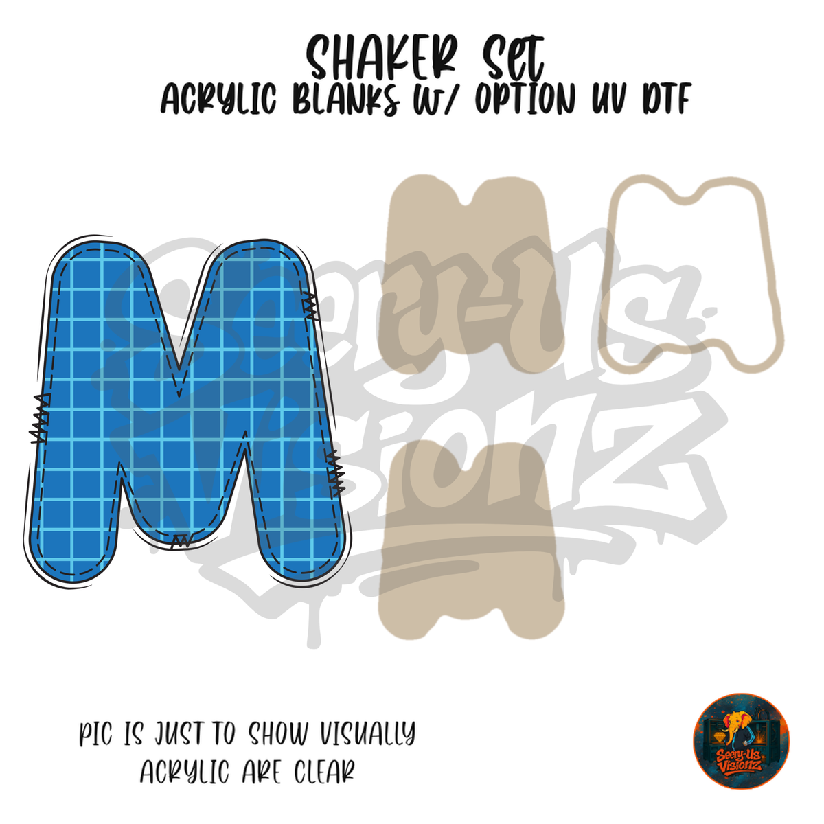 Letter M Blue Graph Paper shaker set acrylic blanks