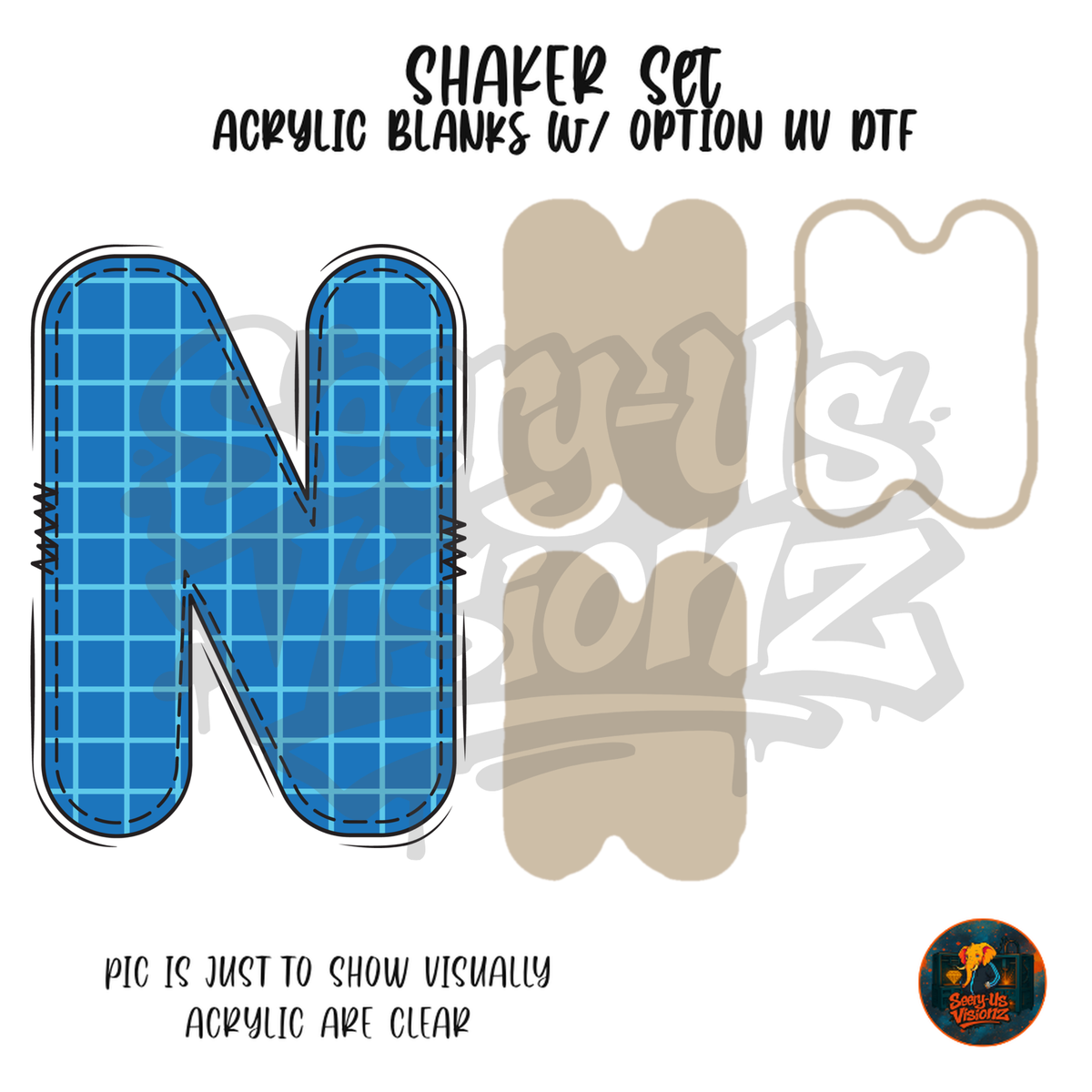 Letter N Blue Graph Paper shaker set acrylic blanks