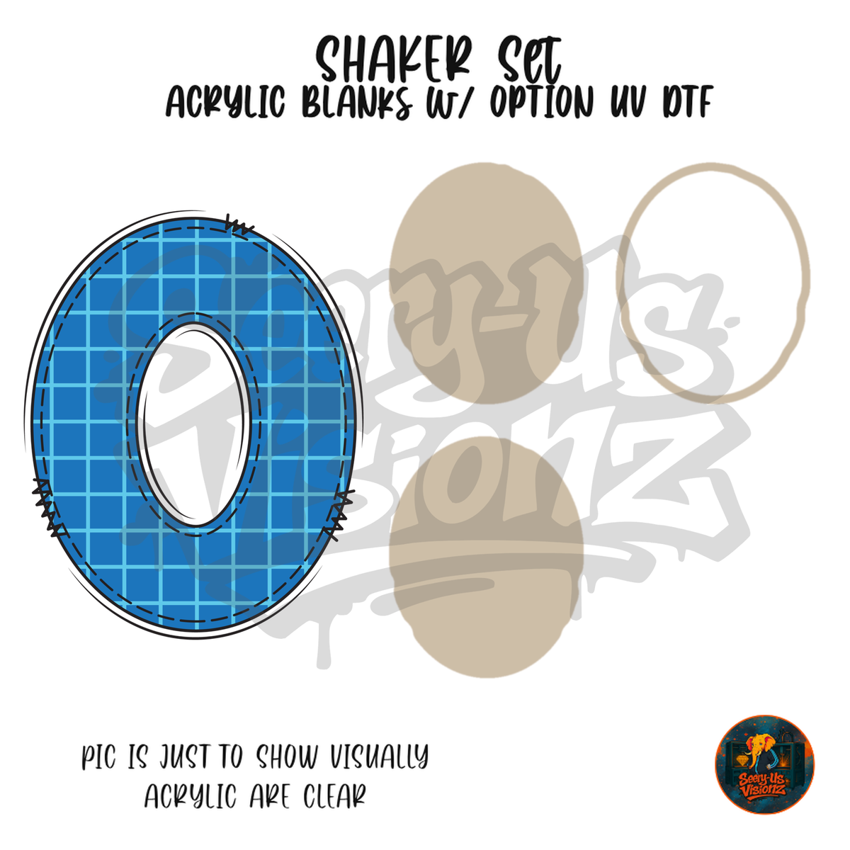 Letter O Blue Graph Paper shaker set acrylic blanks