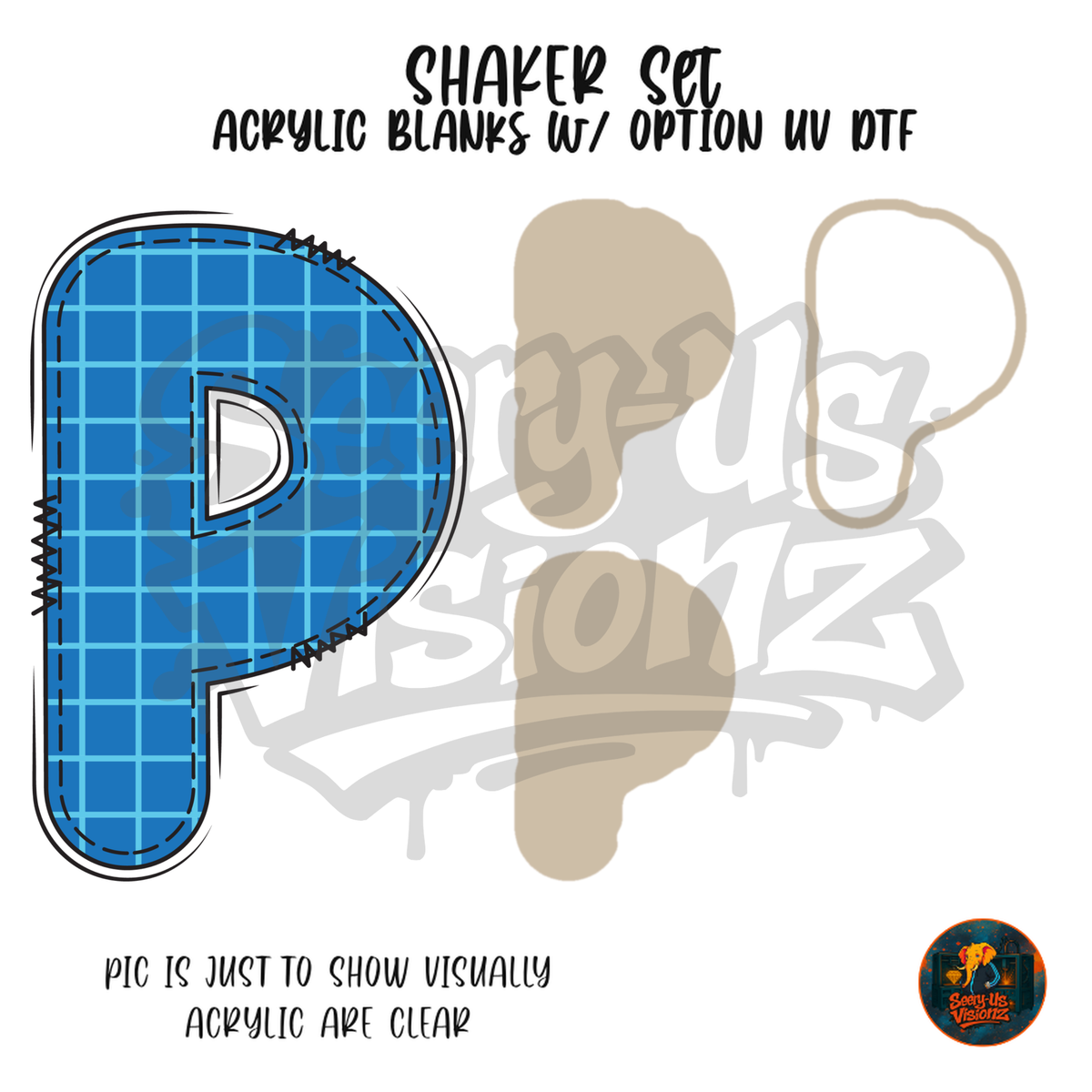 Letter P Blue Graph Paper shaker set acrylic blanks