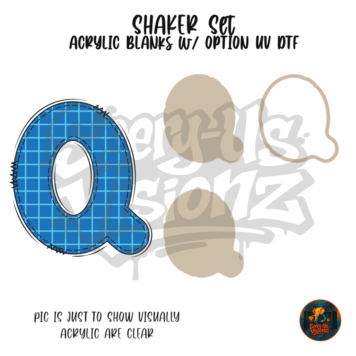 Letter Q Blue Graph Paper shaker set acrylic blanks