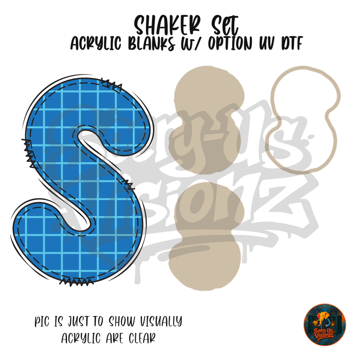 Letter S Blue Graph Paper shaker set acrylic blanks
