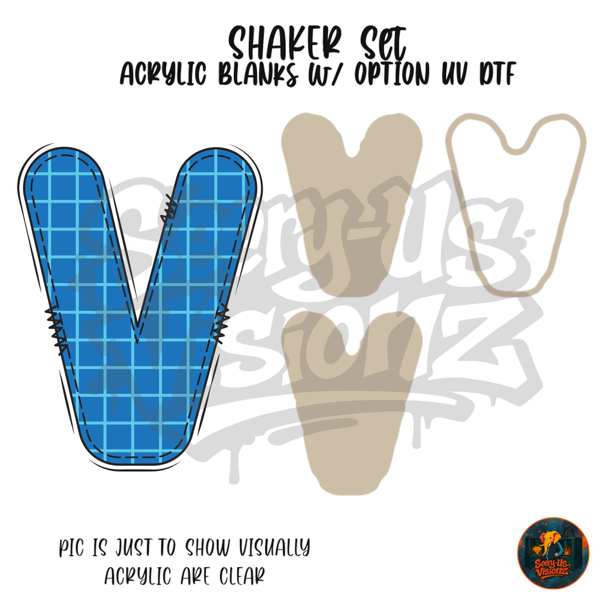 Letter V Blue Graph Paper shaker set acrylic blanks