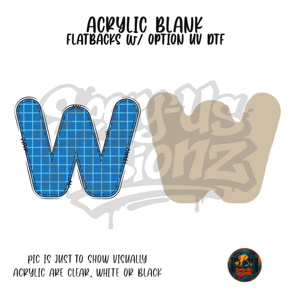 Letter W Blue Graph Paper acrylic blank, Acrylic & UV DTF Print