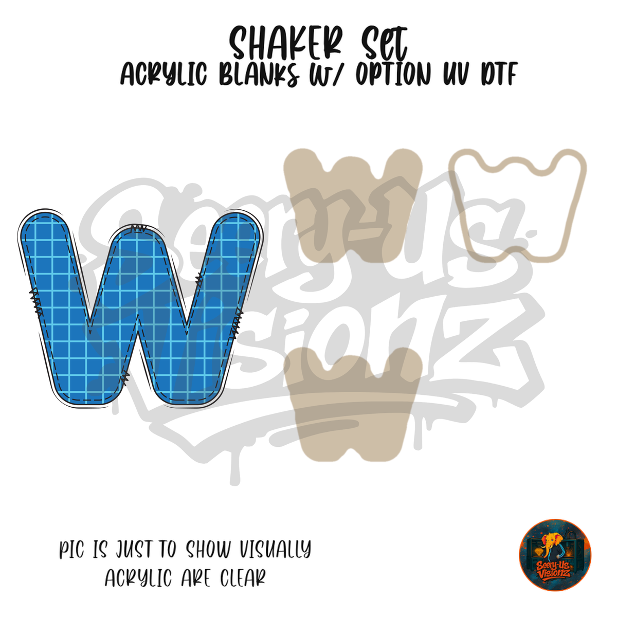 Letter W Blue Graph Paper shaker set acrylic blanks