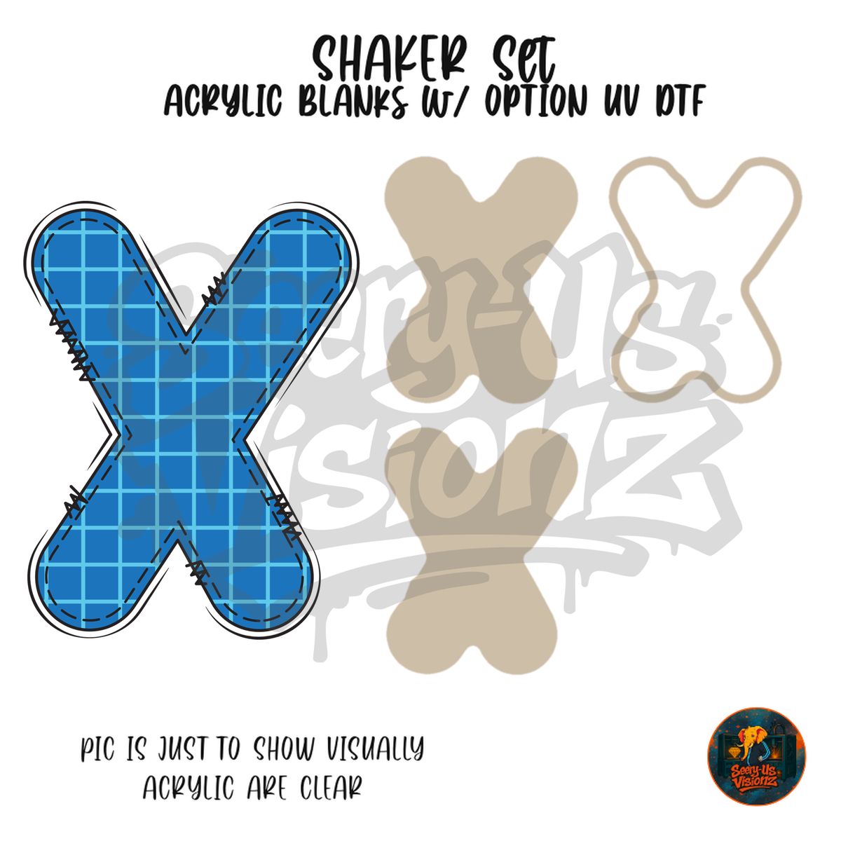 Letter X Blue Graph Paper shaker set acrylic blanks