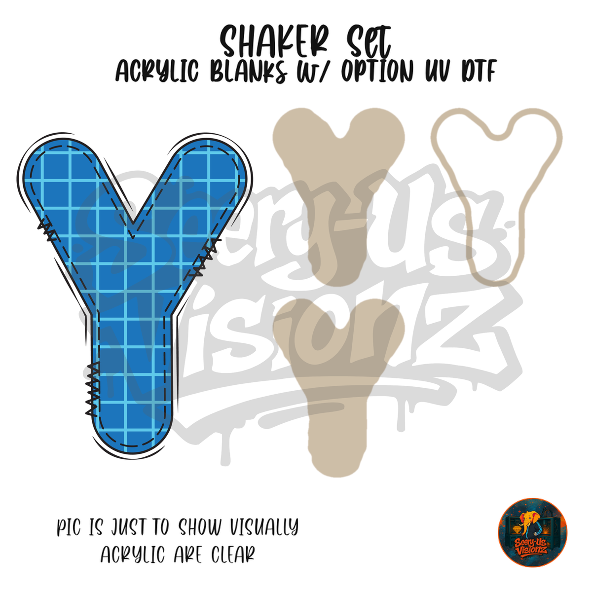 Letter Y Blue Graph Paper shaker set acrylic blanks