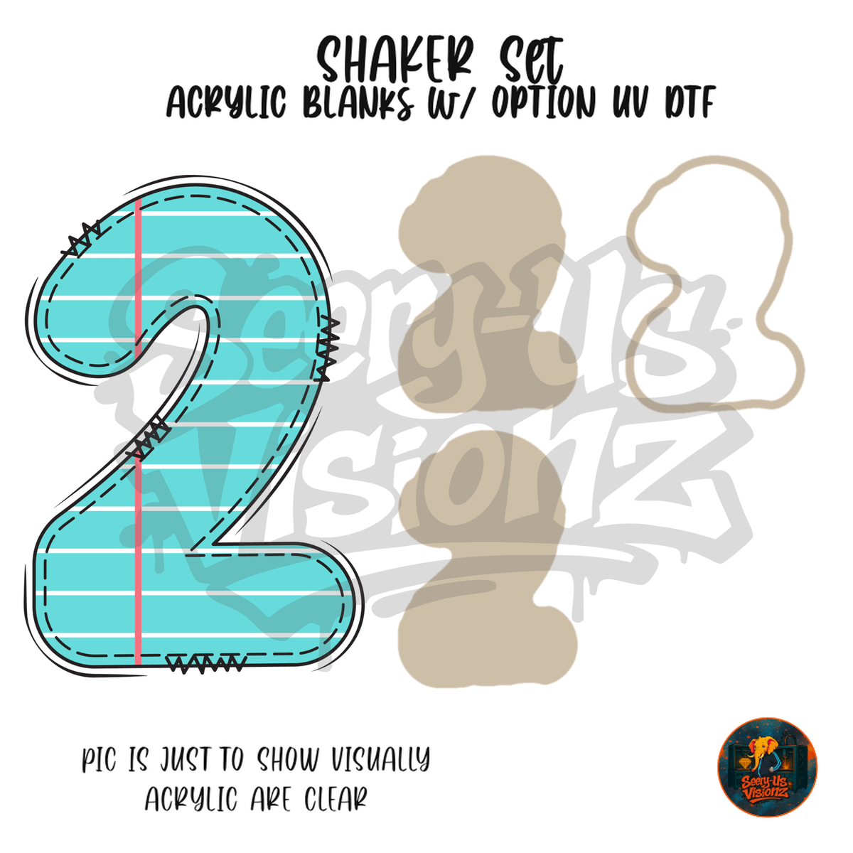 Number 2 Teal Notebook Paper shaker set acrylic blanks