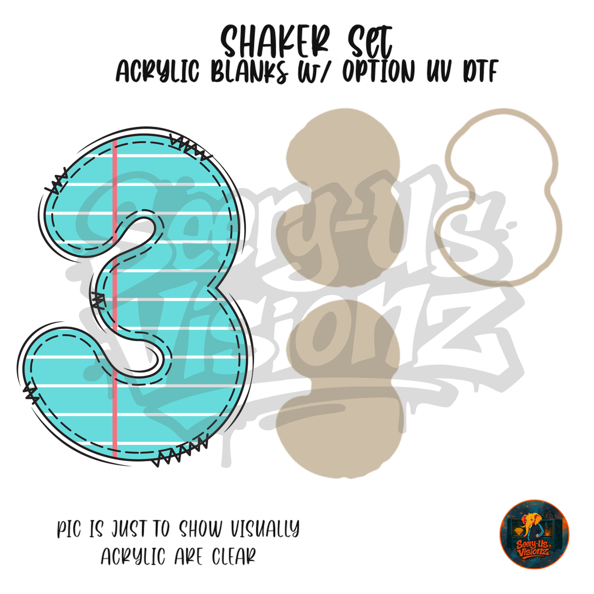 Number 3 Teal Notebook Paper shaker set acrylic blanks