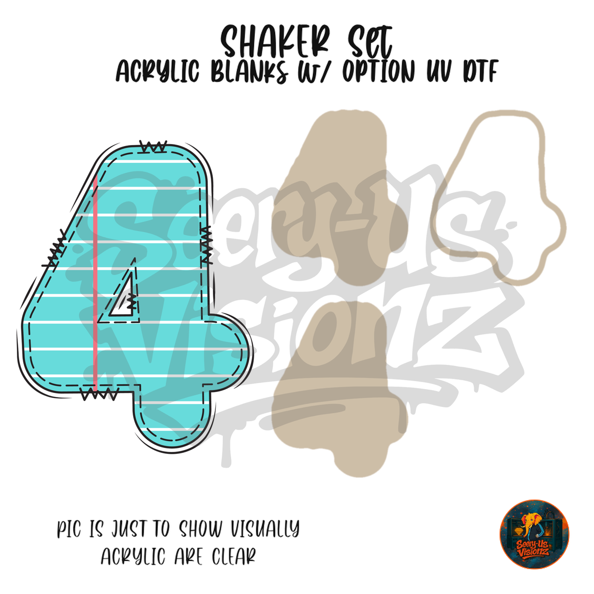 Number 4 Teal Notebook Paper shaker set acrylic blanks