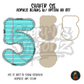 Number 5 Teal Notebook Paper shaker set acrylic blanks