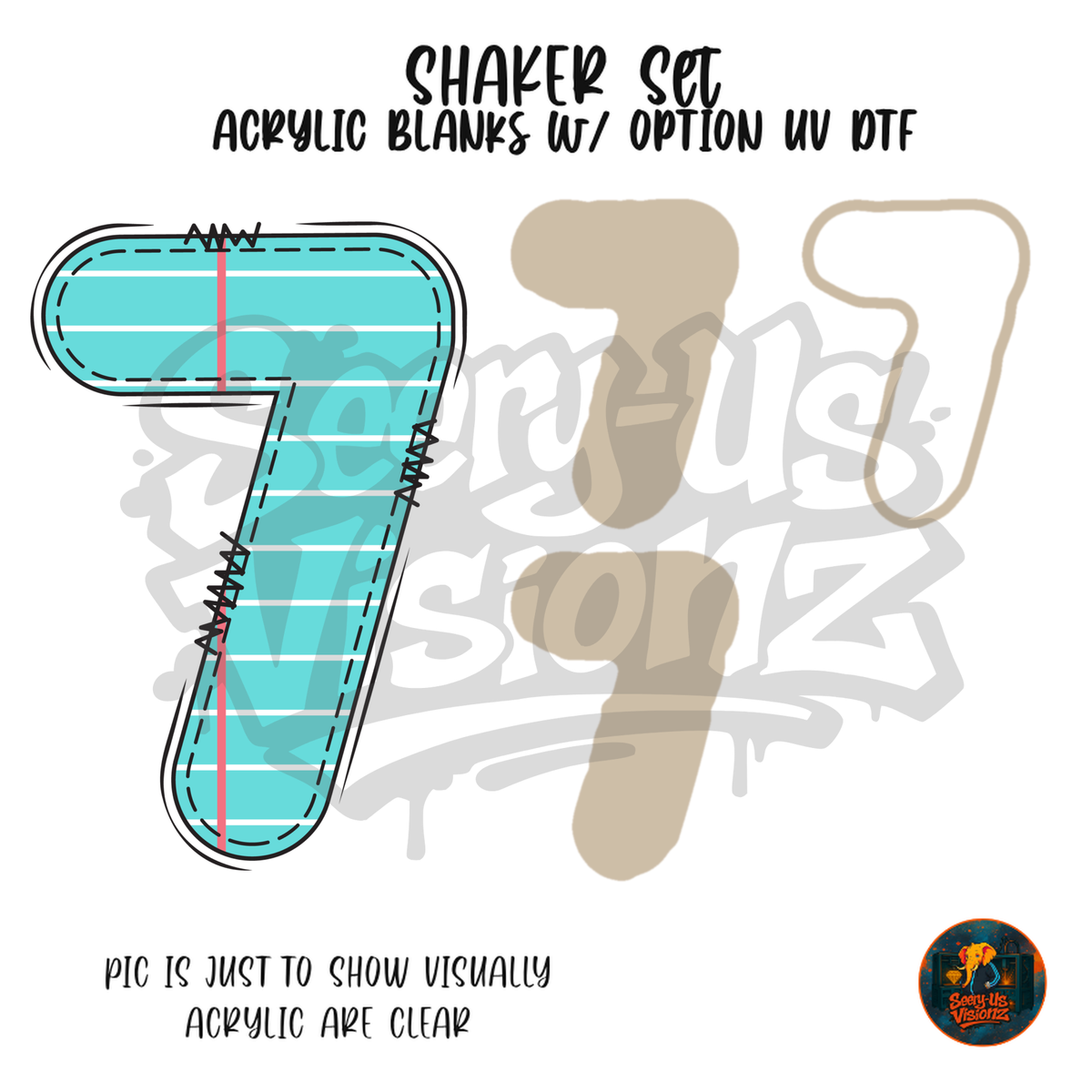Number 7 Teal Notebook Paper shaker set acrylic blanks
