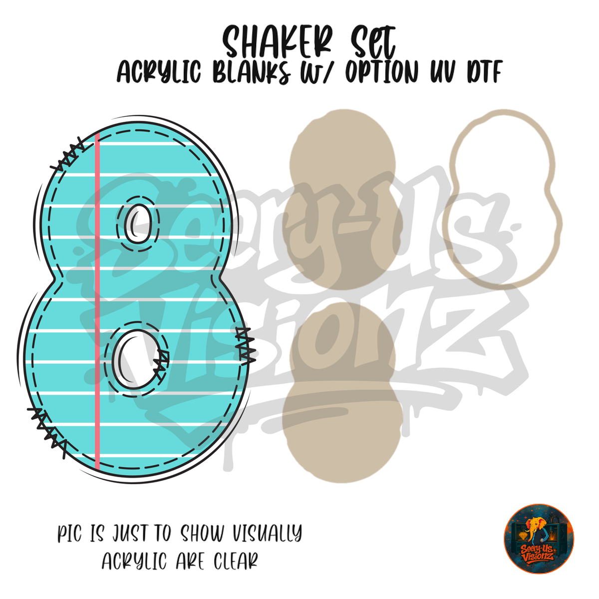 Number 8 Teal Notebook Paper shaker set acrylic blanks