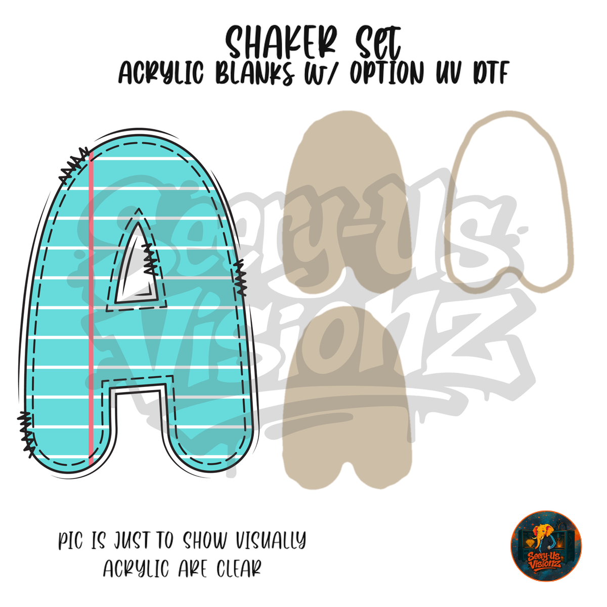 Letter A Teal Notebook Paper shaker set acrylic blanks