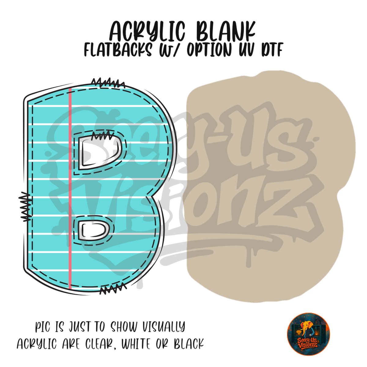 Letter B Teal Notebook Paper acrylic blank, Acrylic & UV DTF Print