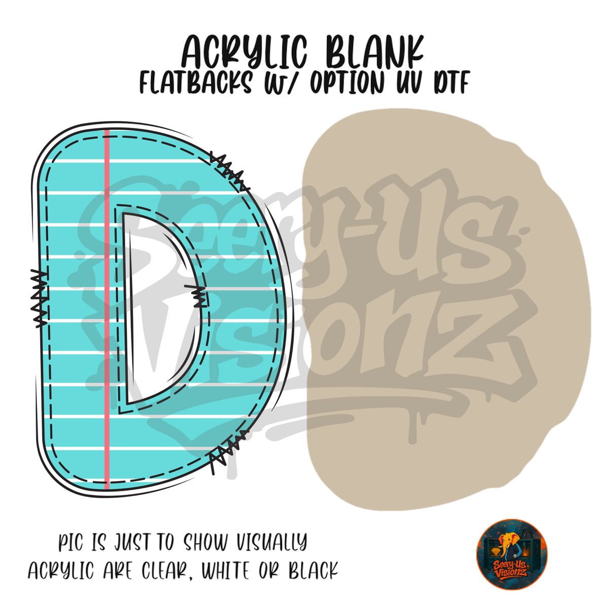 Letter D Teal Notebook Paper acrylic blank, Acrylic & UV DTF Print