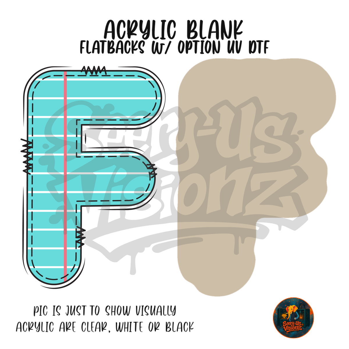 Letter F Teal Notebook Paper acrylic blank, Acrylic & UV DTF Print