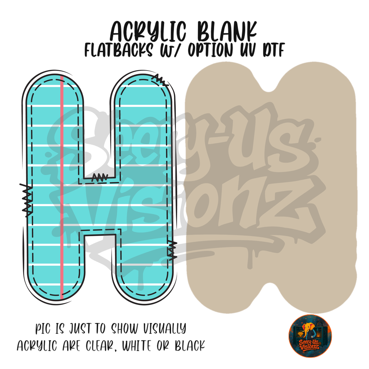 Letter H Teal Notebook Paper acrylic blank, Acrylic & UV DTF Print
