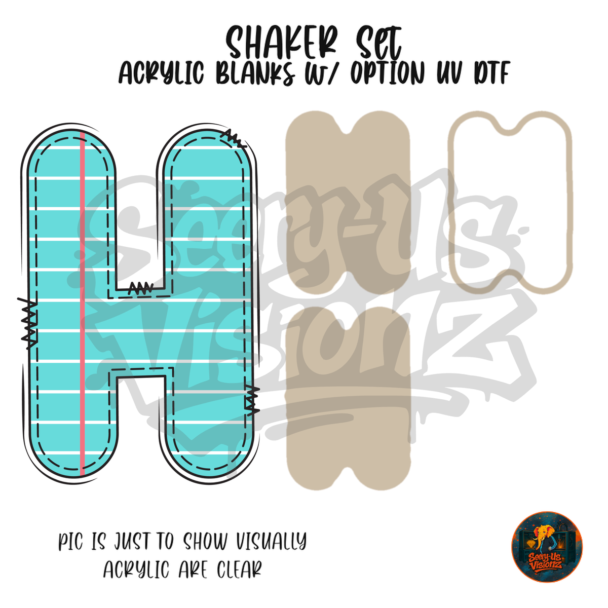 Letter H Teal Notebook Paper shaker set acrylic blanks