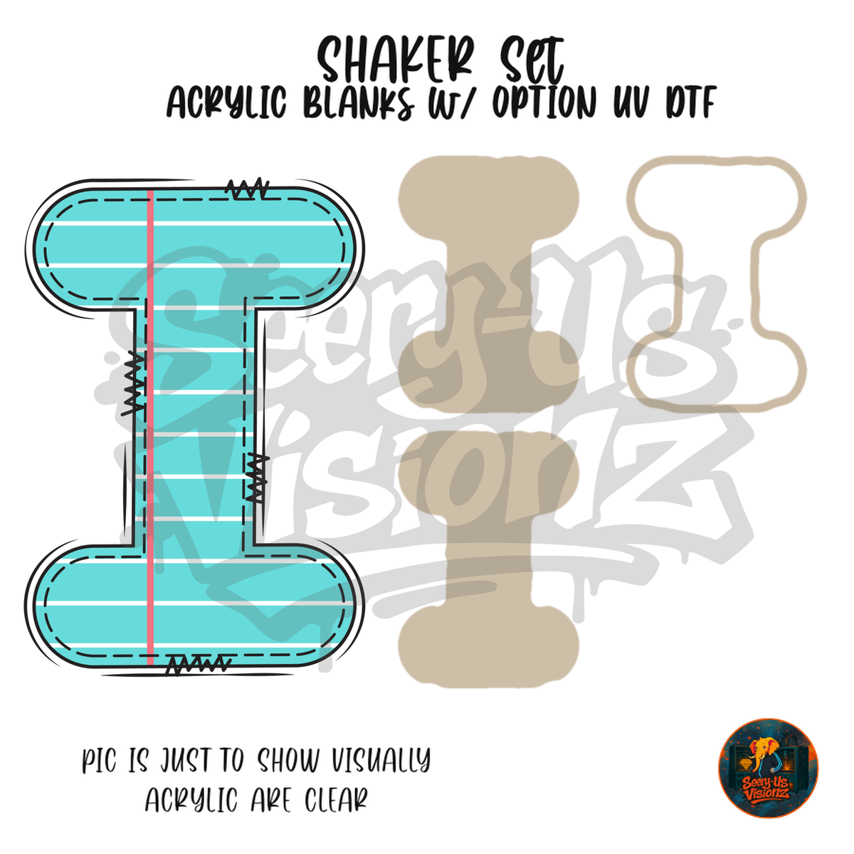 Letter I Teal Notebook Paper shaker set acrylic blanks