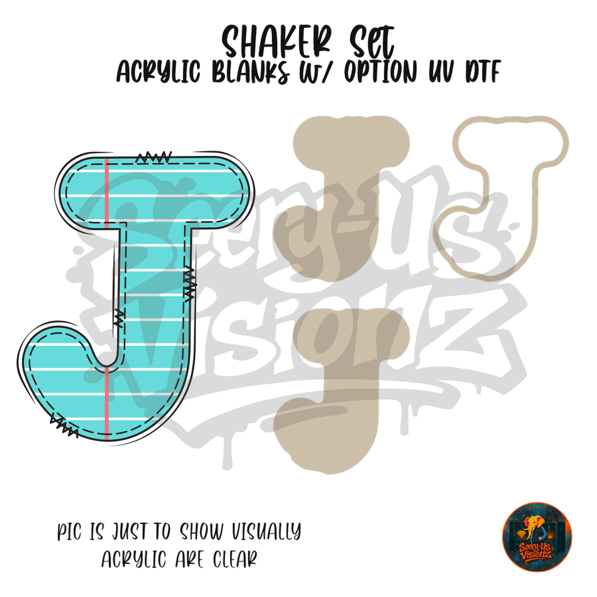 Letter J Teal Notebook Paper shaker set acrylic blanks