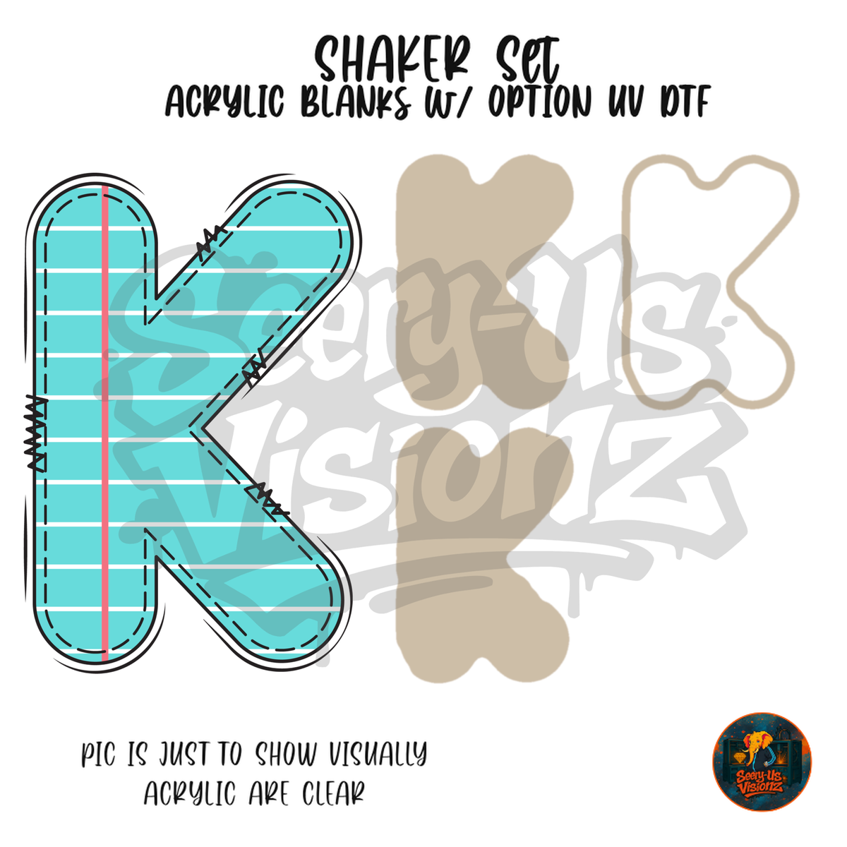 Letter K Teal Notebook Paper shaker set acrylic blanks
