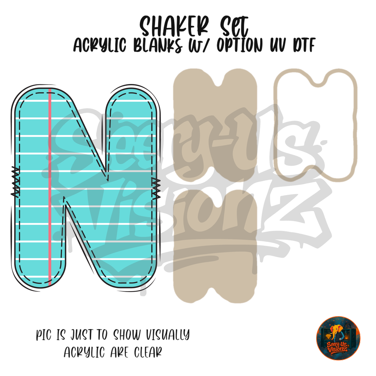 Letter N Teal Notebook Paper shaker set acrylic blanks