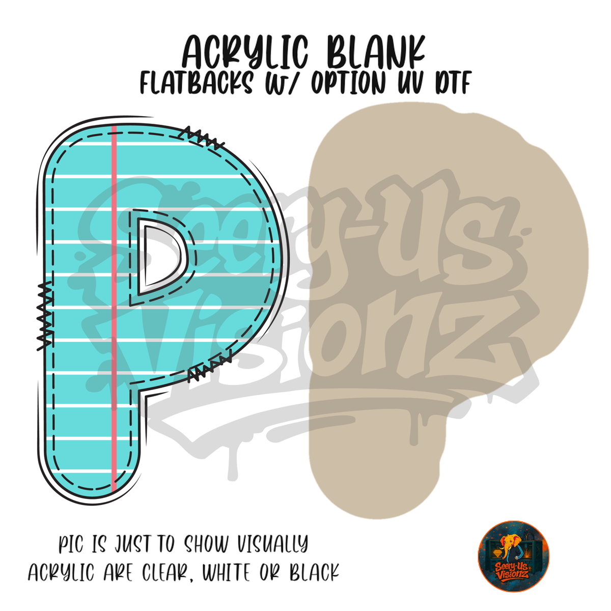 Letter P Teal Notebook Paper acrylic blank, Acrylic & UV DTF Print
