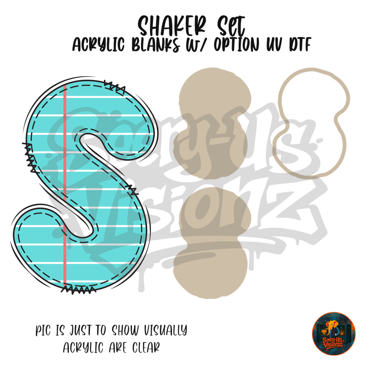 Letter S Teal Notebook Paper shaker set acrylic blanks