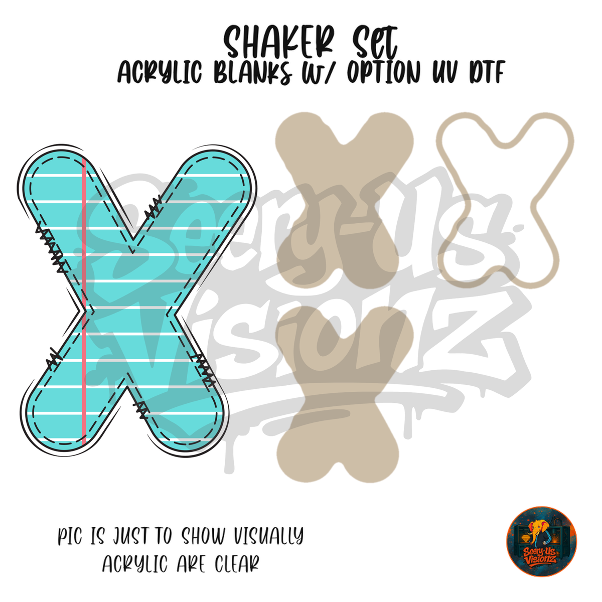 Letter X Teal Notebook Paper shaker set acrylic blanks
