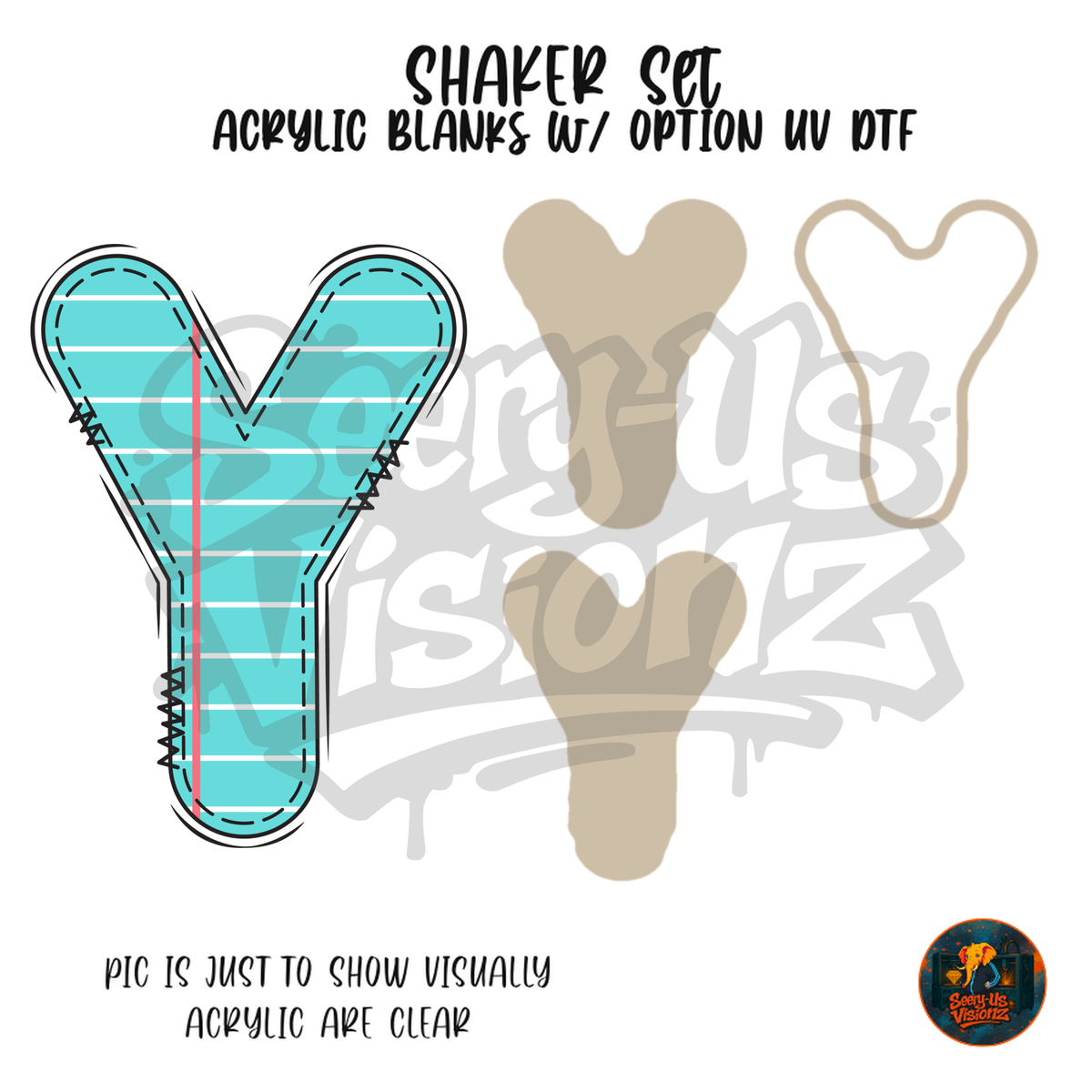 Letter Y Teal Notebook Paper shaker set acrylic blanks
