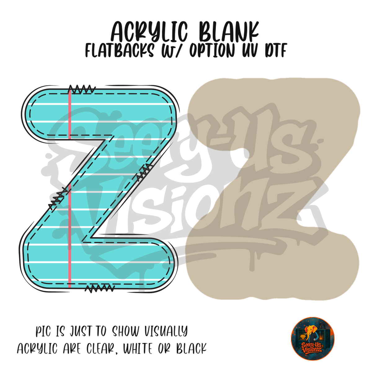 Letter Z Teal Notebook Paper acrylic blank, Acrylic & UV DTF Print