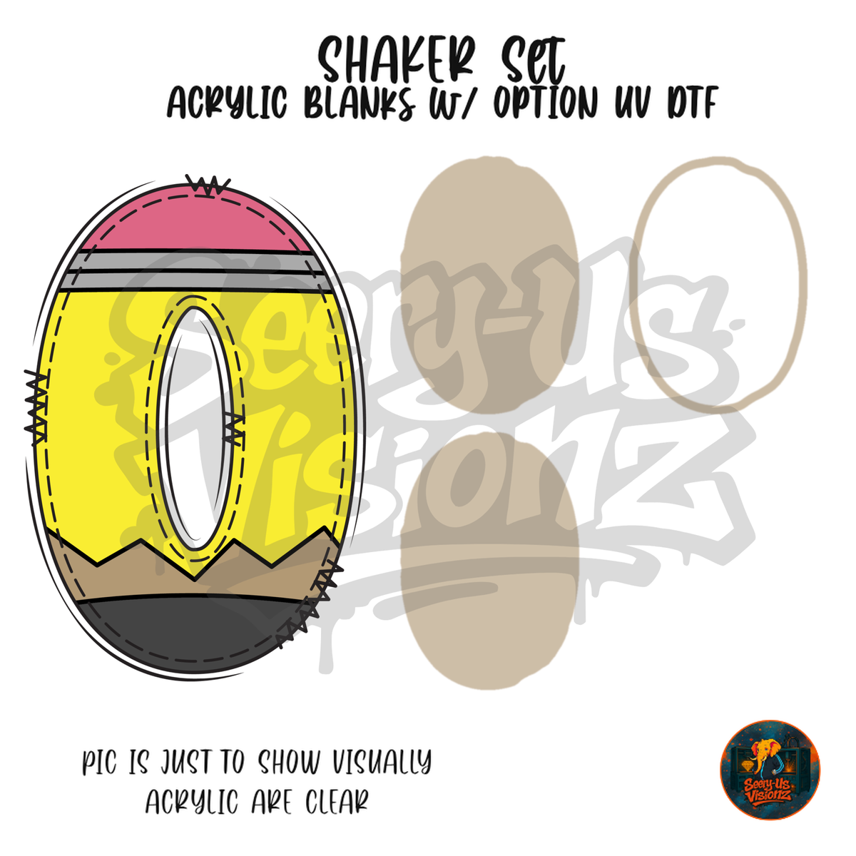 Number 0 Yellow Pencil shaker set acrylic blanks