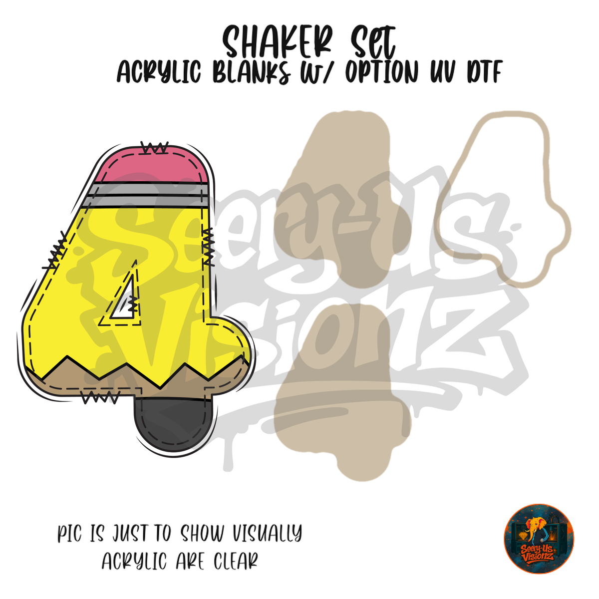 Number 4 Yellow Pencil shaker set acrylic blanks