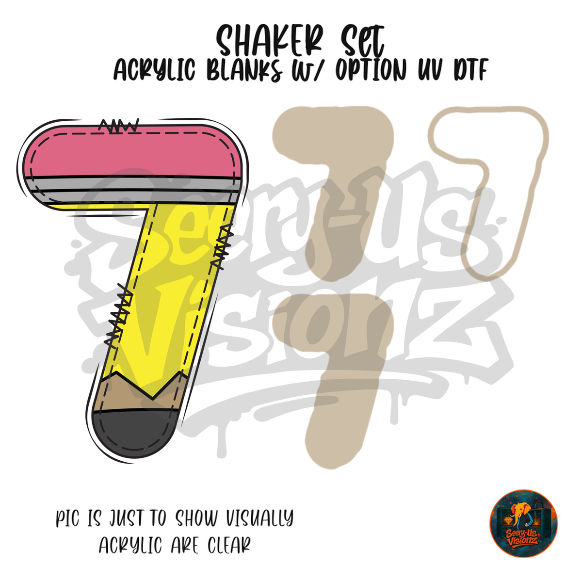 Number 7 Yellow Pencil shaker set acrylic blanks