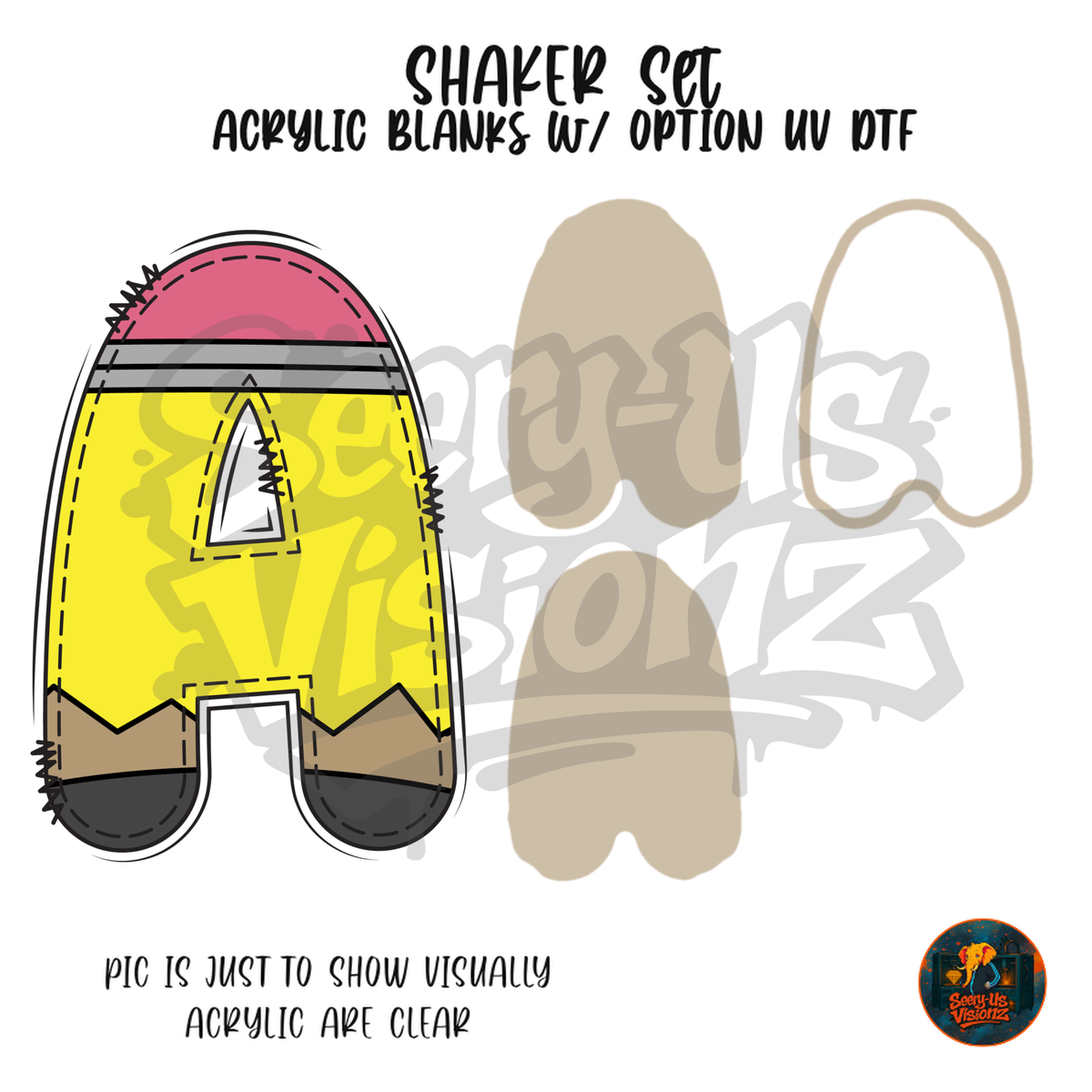 Letter A Yellow Pencil shaker set acrylic blanks