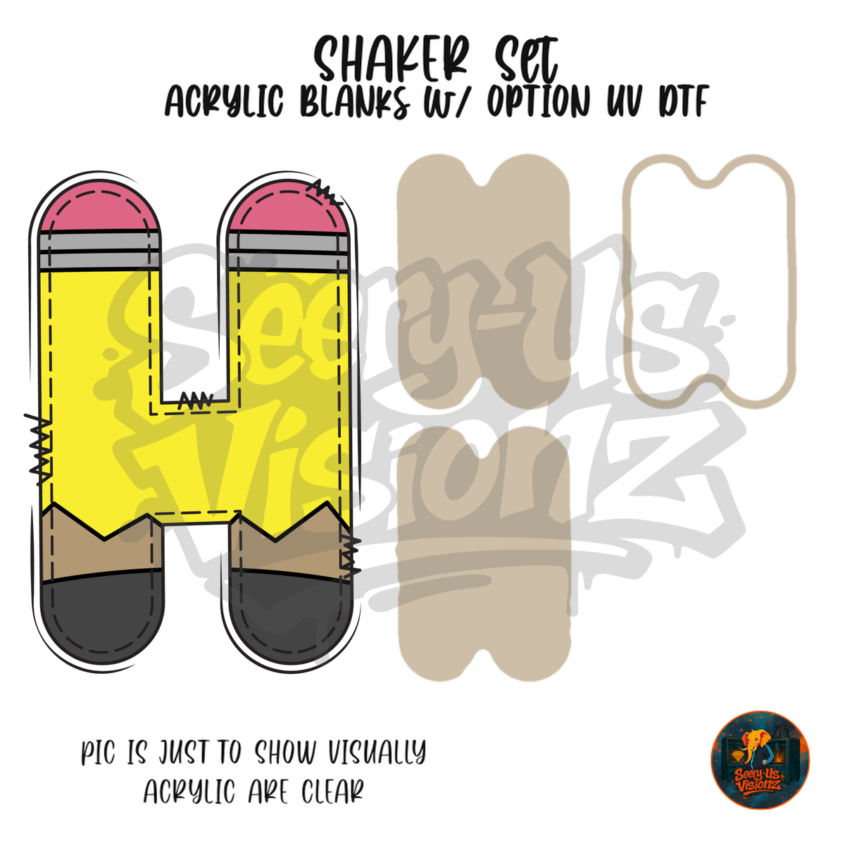 Letter H Yellow Pencil shaker set acrylic blanks