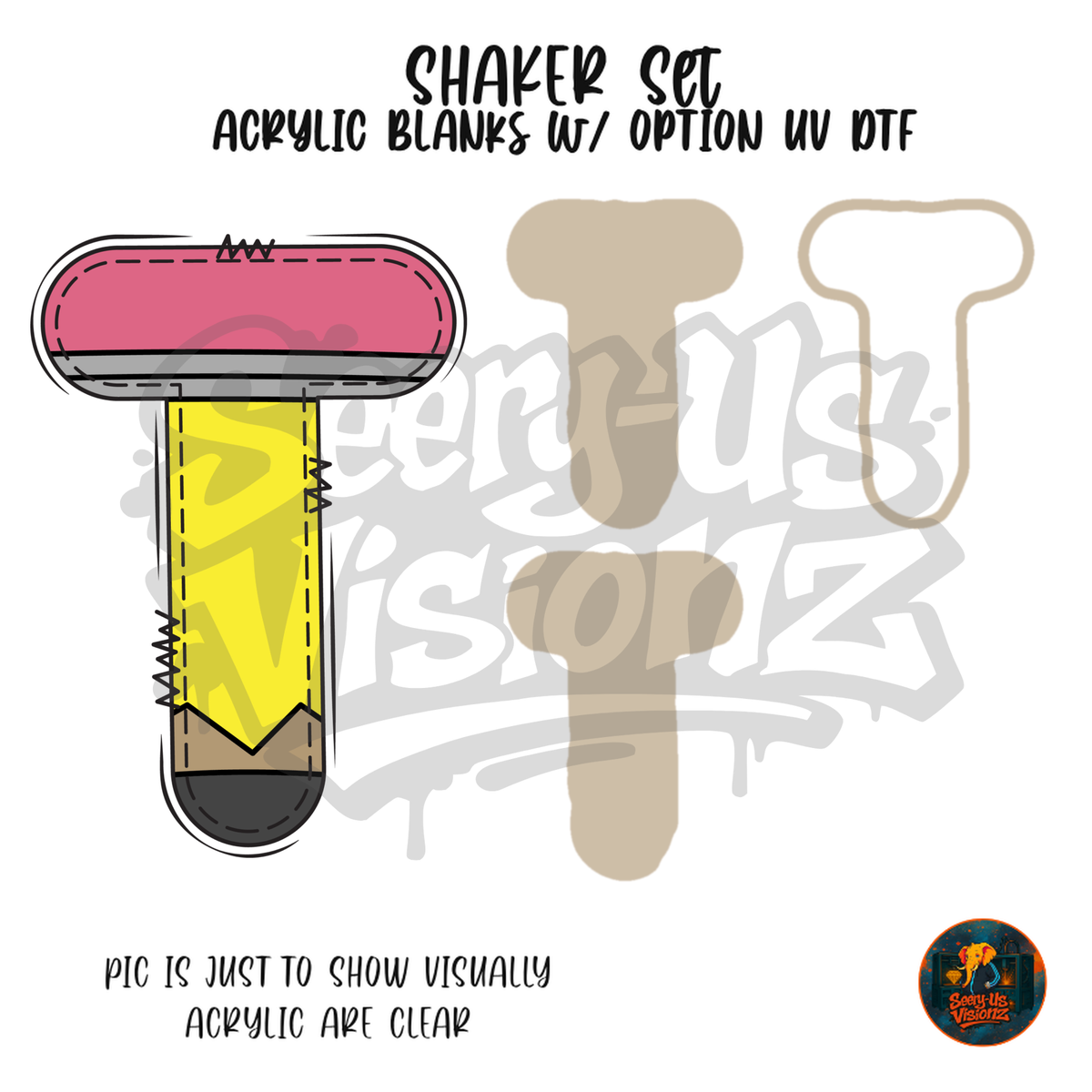 Letter T Yellow Pencil shaker set acrylic blanks