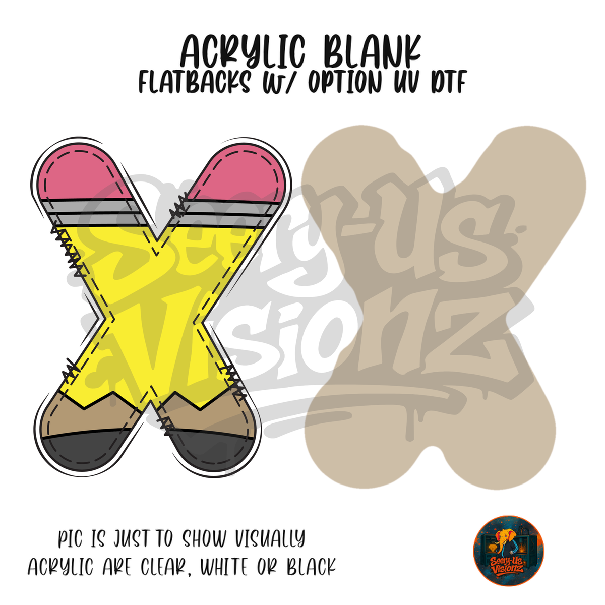 Letter X Yellow Pencil acrylic blank, Acrylic & UV DTF Print