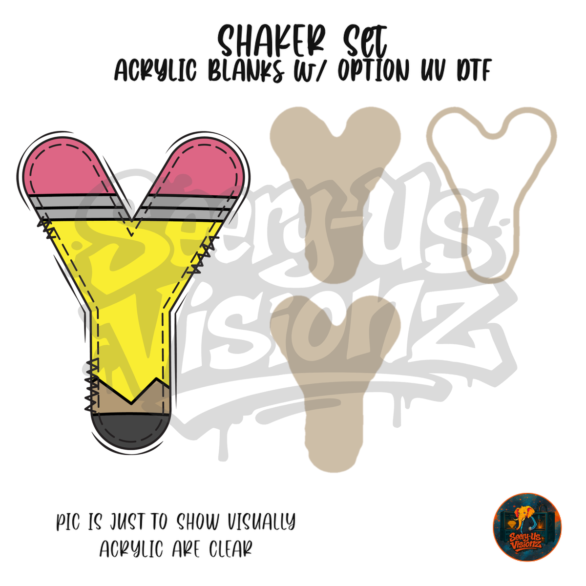 Letter Y Yellow Pencil shaker set acrylic blanks
