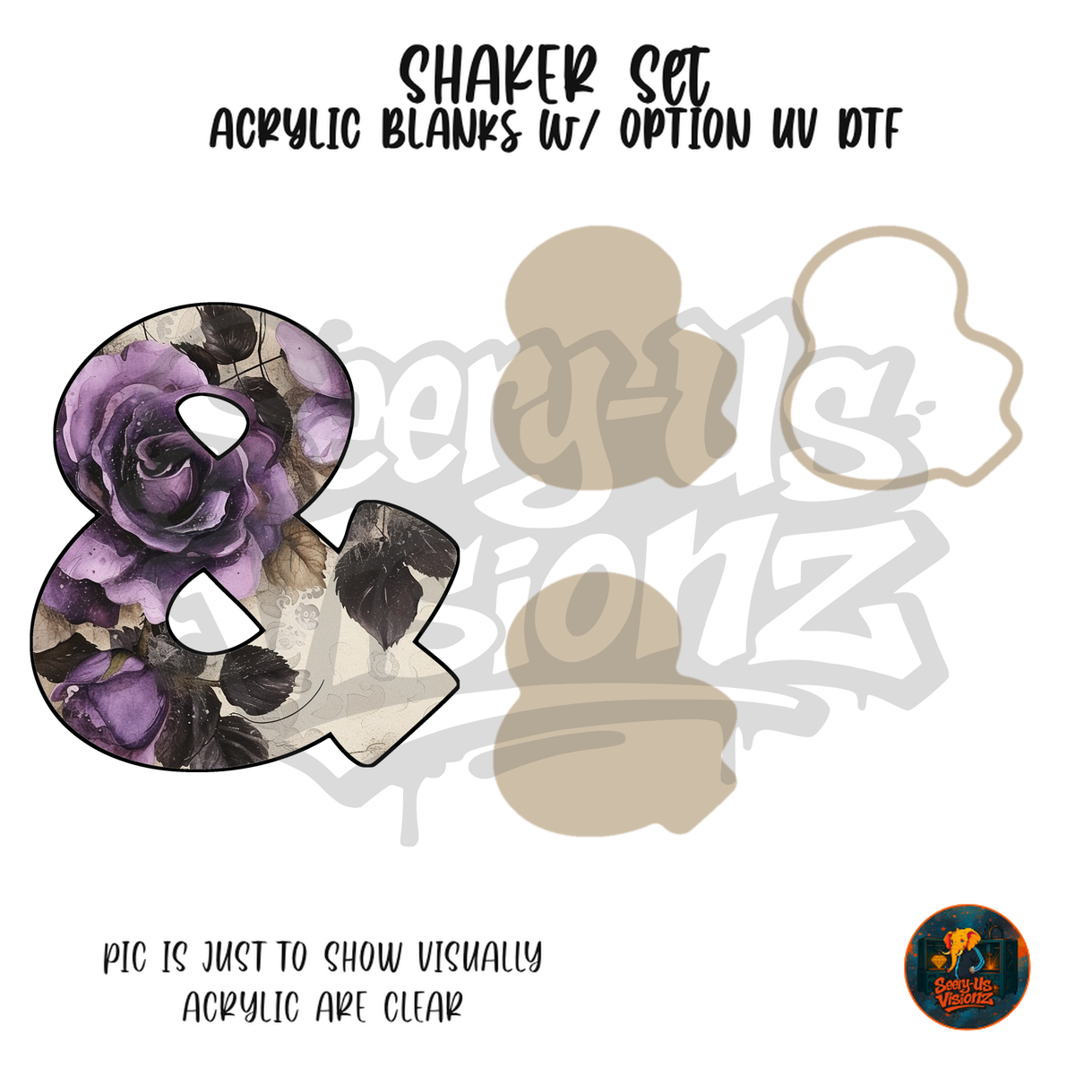 Ampersand Symbol Purple Rose shaker set acrylic blanks