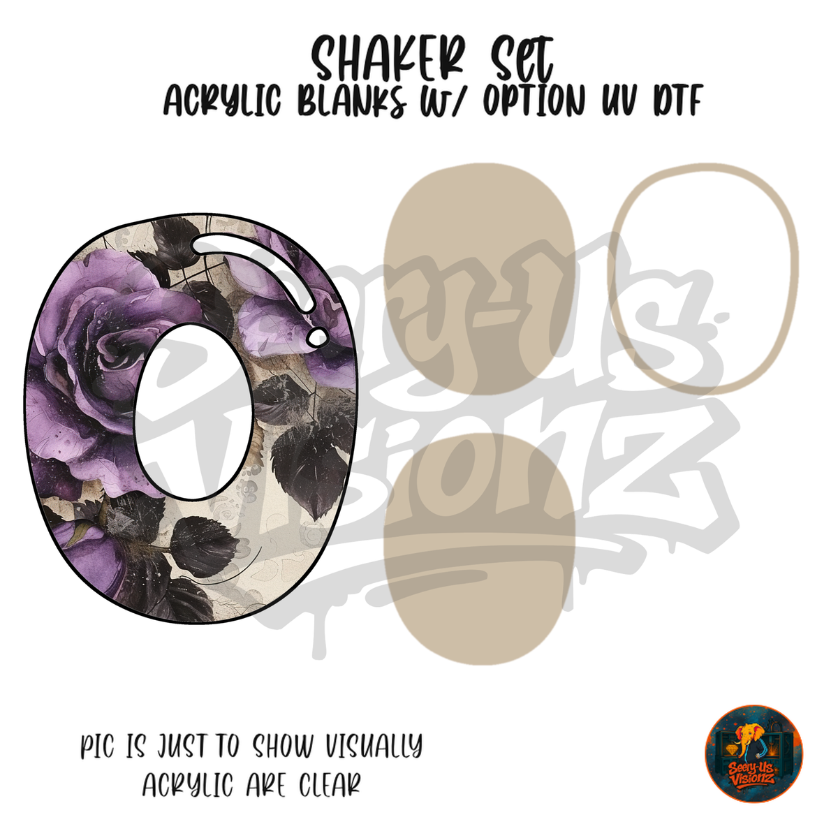 Number 0 Purple Rose shaker set acrylic blanks