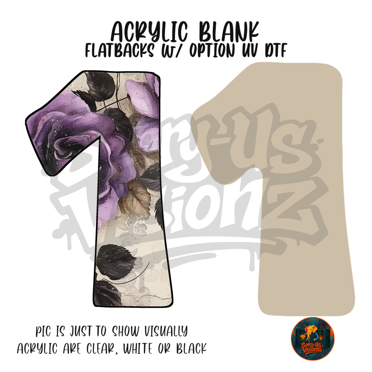 Number 1 Purple Rose acrylic blank, Acrylic & UV DTF Print