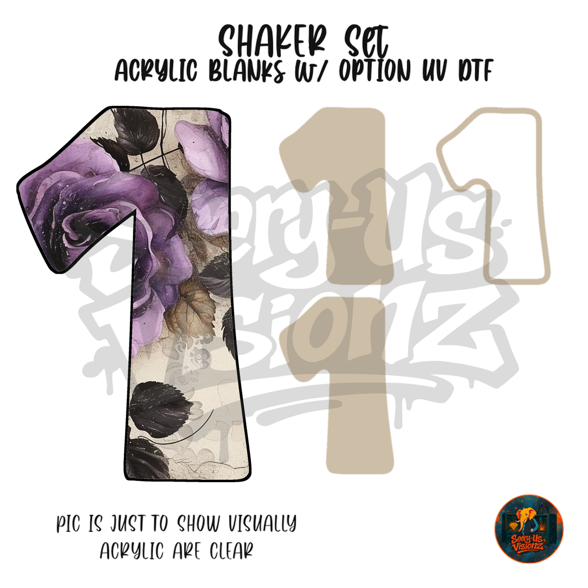 Number 1 Purple Rose shaker set acrylic blanks