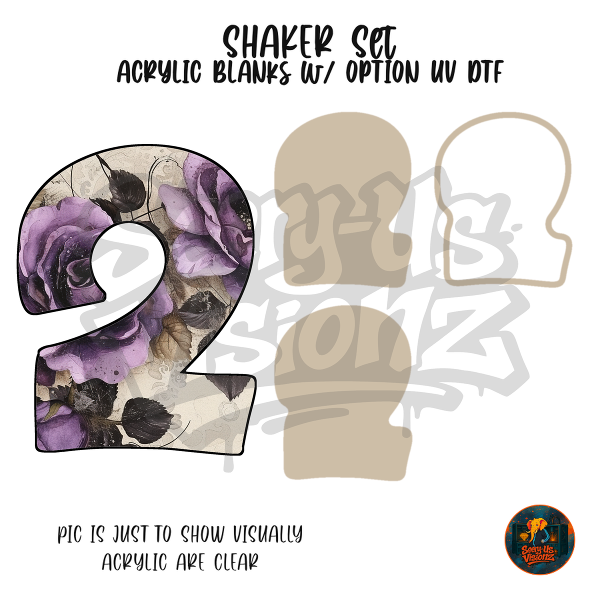 Number 2 Purple Rose shaker set acrylic blanks