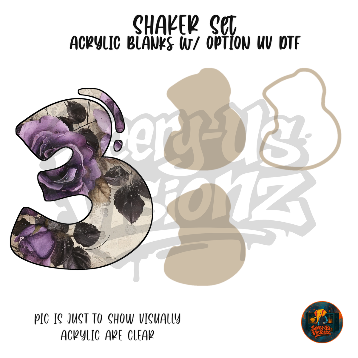 Number 3 Purple Rose shaker set acrylic blanks