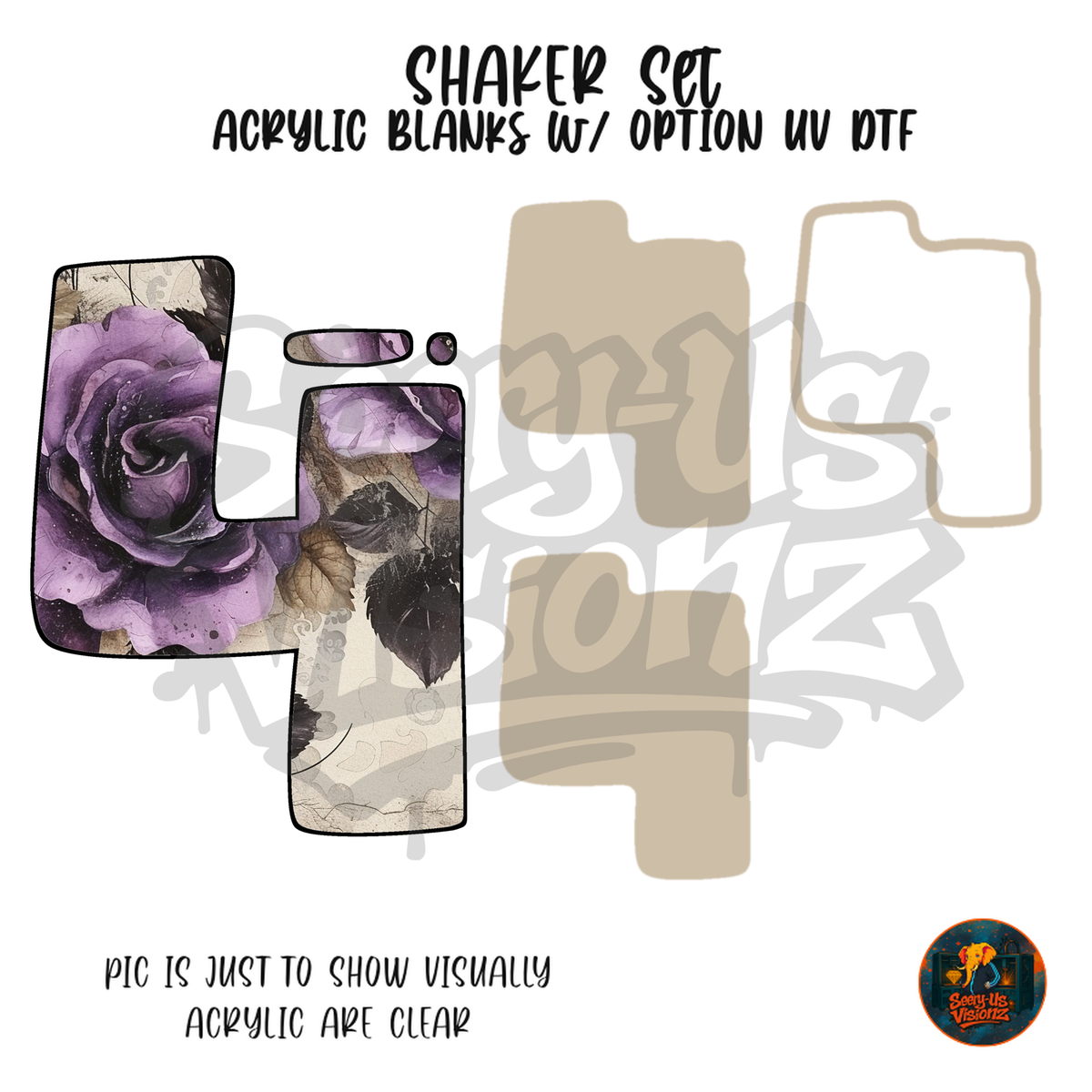 Number 4 Purple Rose shaker set acrylic blanks