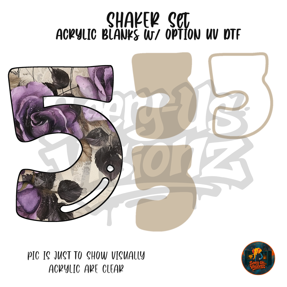 Number 5 Purple Rose shaker set acrylic blanks
